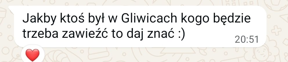 Halo! Gliwice! Jakby ktoś w niedzielę potrzebował dostać się na wyboru, mam kontakt do osoby, która jest chętna. Mówi ze #dowieziemy 
Ręczę za nią osobiście jakby co! 
#idziemynawybory