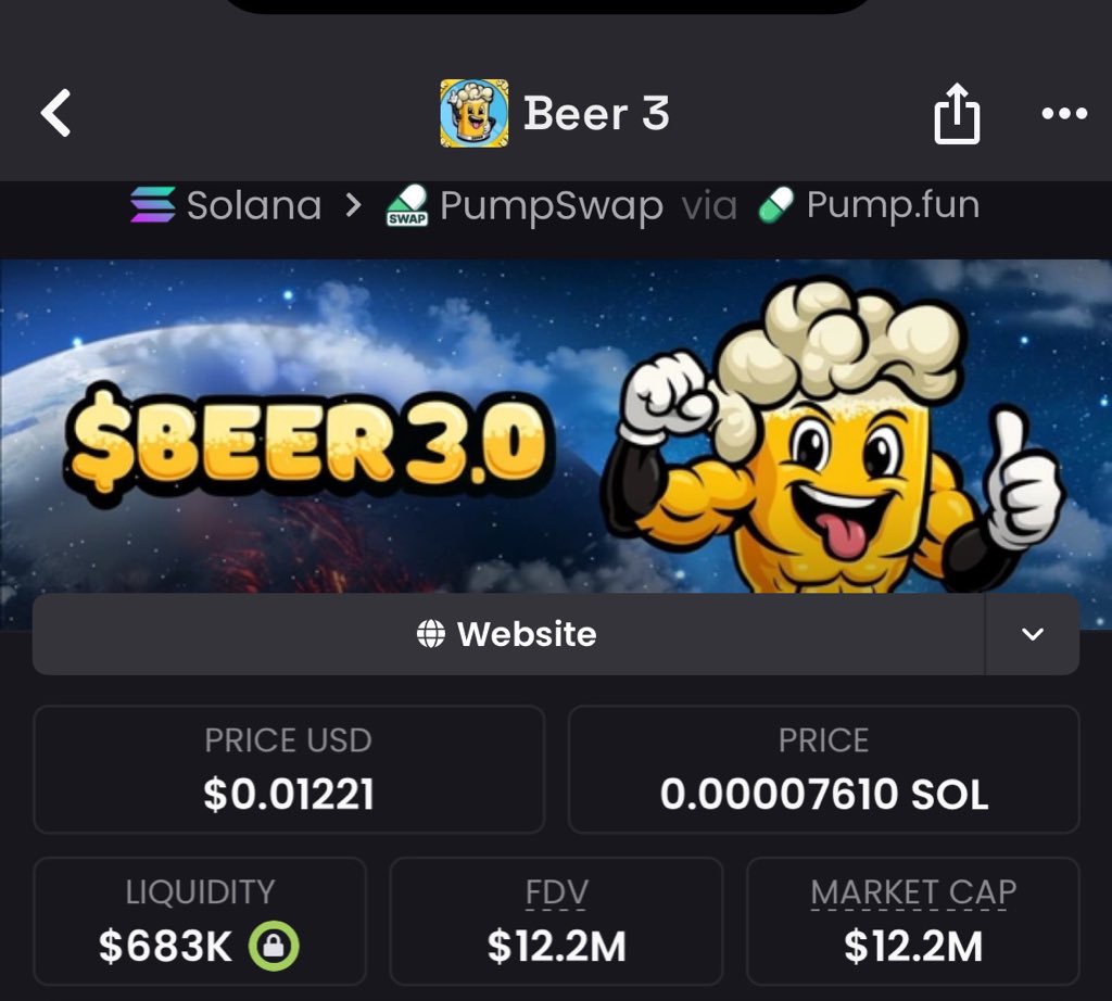 Solson120's tweet photo. Called out #beer3 at $12.2m kcal on my alpha tg
B2BJZ63Tnu5faFiZvTyck19Mmt6uXYUXhvMvGdMypump
$beer
#Solana #Memecoins #Crypto #Trump #paobc #BamBam https://t.co/q2U3zU86tl