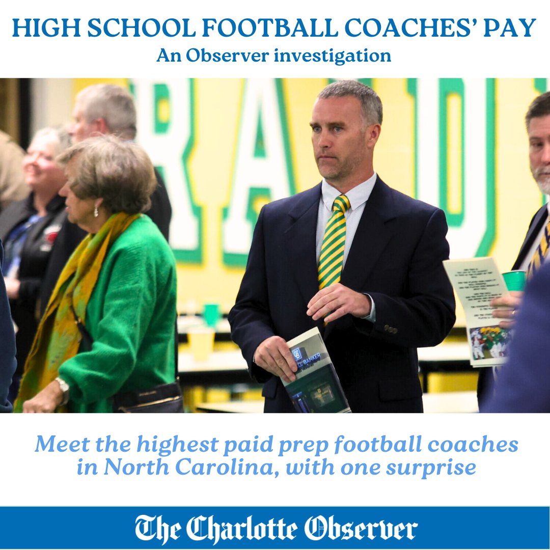 NC FOOTBALL COACHES' PAY — A CHARLOTTE OBSERVER INVESTIGATION

🏈Meet the highest paid coaches in North Carolina, and see just how far they trail their contemporaries in neighboring states

Tap here: bit.ly/4kJwMCl

🏈With NC prep football coaching salaries lagging