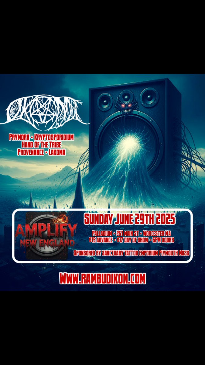 JUST ANNOUNCED📣 Okami takes over the Palladium on 6/29 with Prymora, Kryptosporidium, Hand Of The Tribe, Provenance &amp; Lakoma!

📆 Sunday, June 29th
📍 The Palladium
🎟 On Sale | NOW
🔗 hive.co/l/okami-629