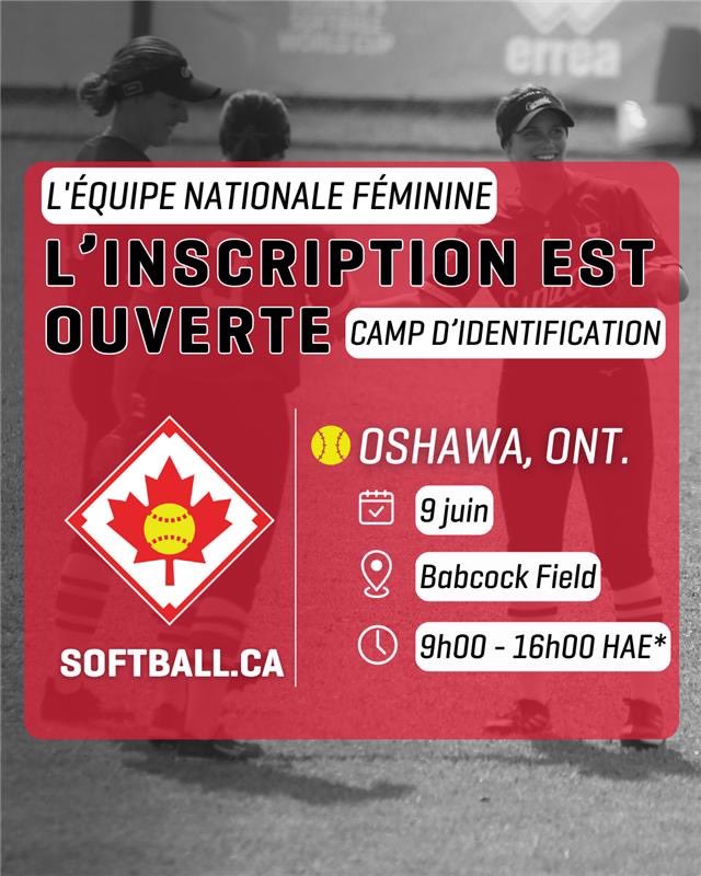 🚨 Registration is OPEN! 🚨

The WNT is hosting an identification camp on June 9th in Oshawa —> The camp is open to athletes aged 17+ 

Sign up: softball.ca/wnt/identifica…

———

🚨 L’inscription est OUVERTE ! 🚨

L’équipe nationale féminine organise un camp d’identification le 9