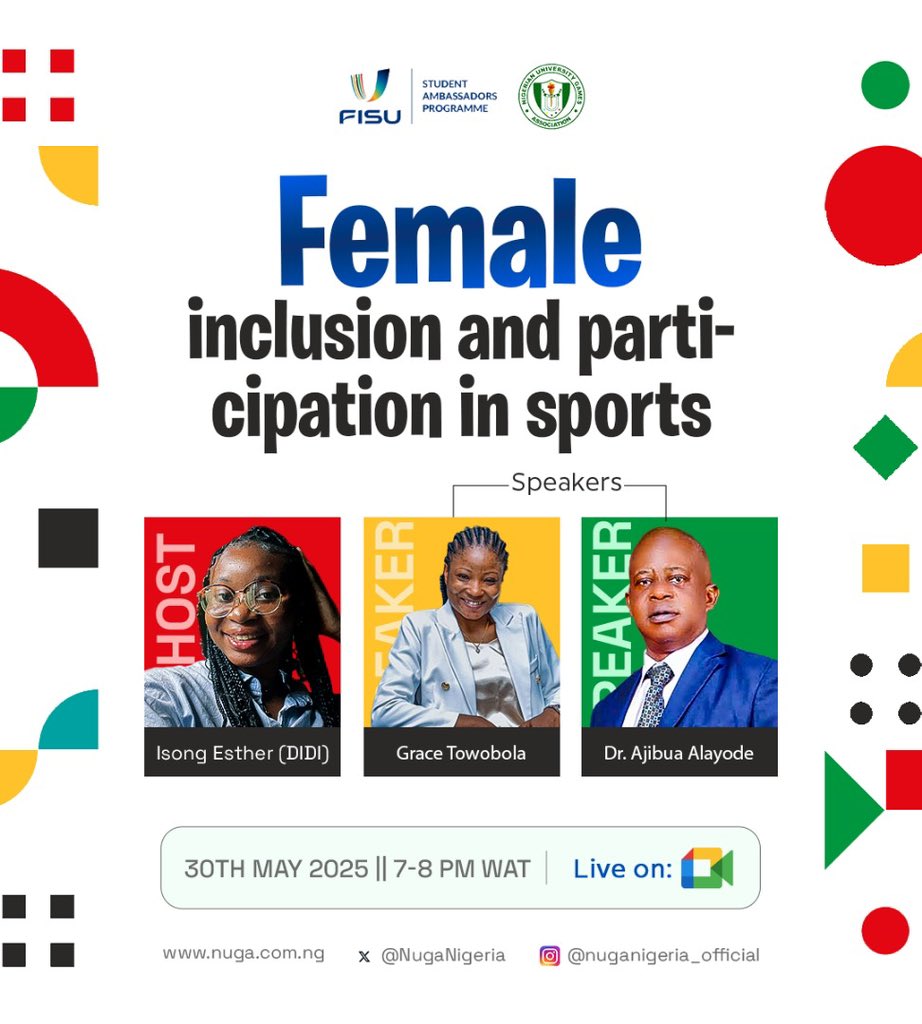 Thank you to everyone who joined and supported our webinar on Female Inclusion and Participation in Sports 💛

Your presence, insights, and energy made it truly impactful. Together, we’re creating space and breaking barriers for more women in sports! 🏃🏽‍♀️⚽