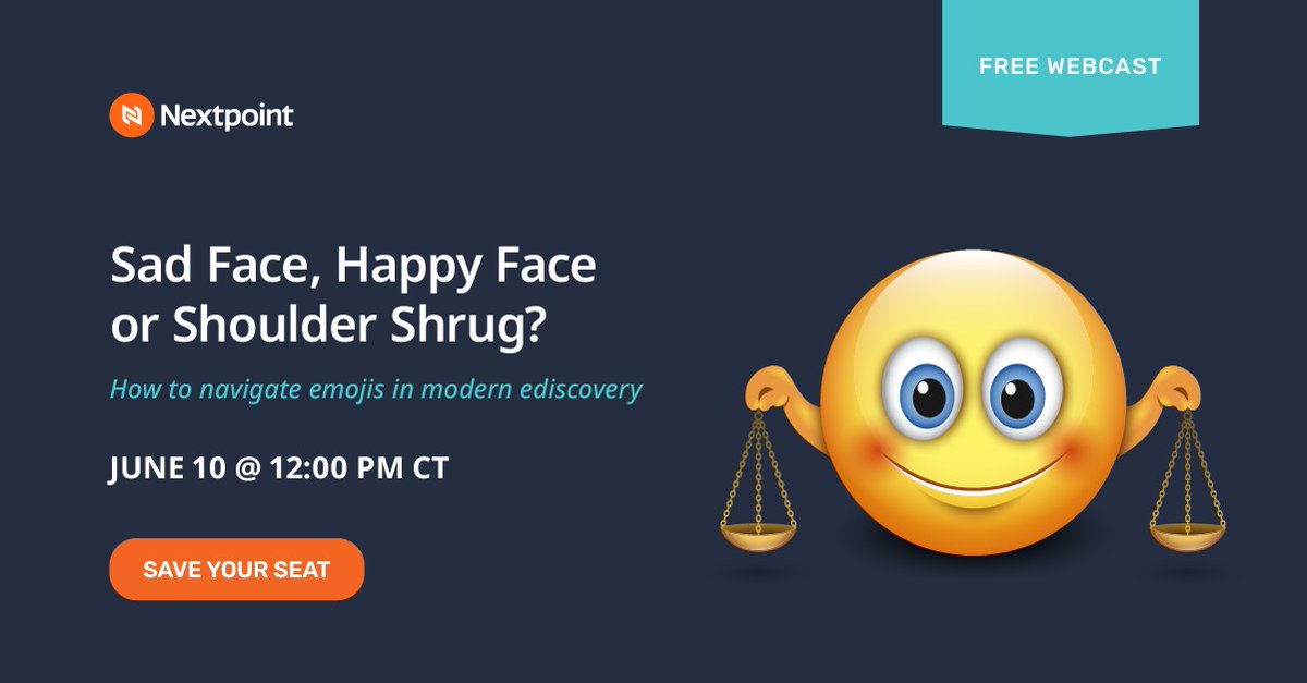 Emojis in legal cases? Yes, it’s a thing. Join us on June 10 at 12PM CT as we decode the emoji dilemma in litigation – from 🙏 to 👍 and everything in between.

Save your spot today: bit.ly/45x547i