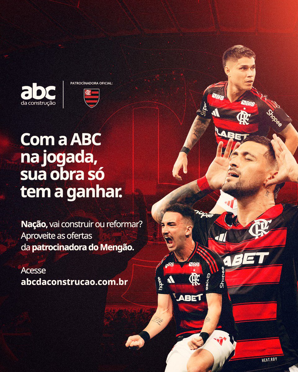 Flamengo's tweet photo. Nação, se a @abcdaconstrucao tá na jogada, é certeza de gol de placa! ⚽
Só na maior rede de acabamentos do Brasil, você encontra os melhores produtos para sua obra ou reforma. 🏡
Não perca mais tempo, acesse o site e aproveite: https://t.co/xMS5miB3ur
#ad #ABCFla https://t.co/17ColR7kyx