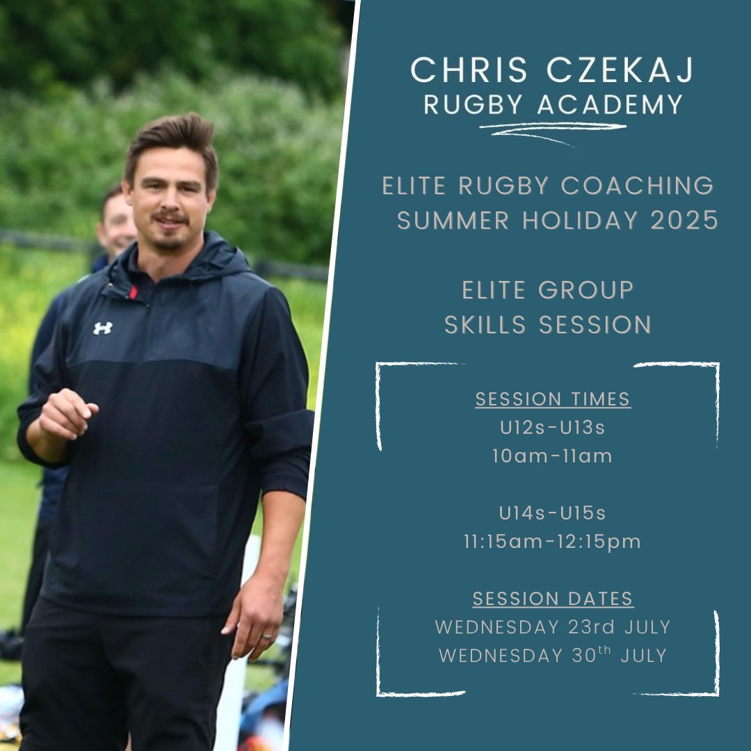 Chris Czekaj Rugby Academy (@ccrugbyacademy) on Twitter photo ๐ฃ Summer Holiday Sessions 2025 ๐
Get a head start on your core skills over the Summer Holidays, ready for a big start to season 2025/2026 ๐ช๐ผ
1:1 session slots can be 1:2, so grab a team mate & help improve each otherโs skills!
10 places per group skills sessions!
๐๐ผ๐๐ผ๐๐ผ ๐ฃ Summer Holiday Sessions 2025 ๐
Get a head start on your core skills over the Summer Holidays, ready for a big start to season 2025/2026 ๐ช๐ผ
1:1 session slots can be 1:2, so grab a team mate & help improve each otherโs skills!
10 places per group skills sessions!
๐๐ผ๐๐ผ๐๐ผ