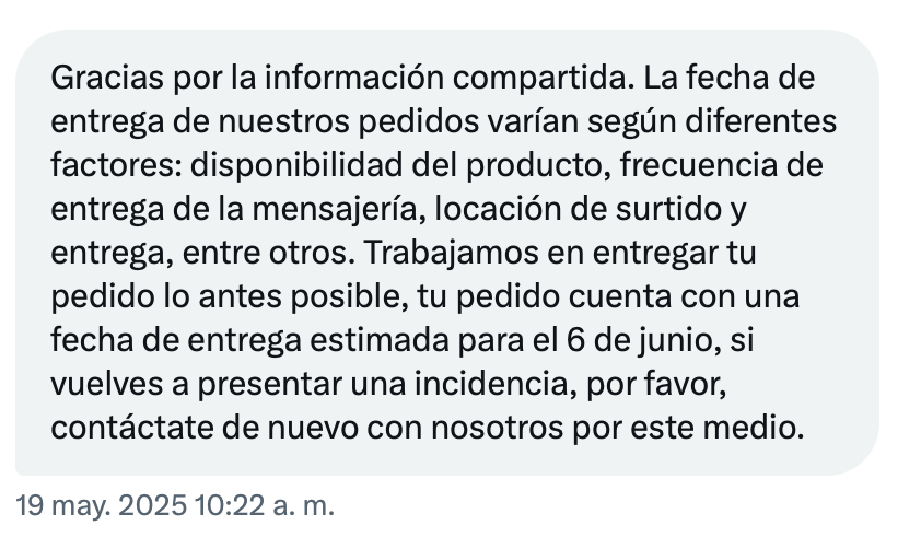 daosorio's tweet photo. @liverpoolmexico Gracias, lo voy a hacer, pero en el tercer cambio de fecha tampoco hicieron nada pese a que lo reporté. 
Su mensaje al momento del reporte no sirvió de mucho que digamos. Y ya vamos con el 4to cambio de fecha :( @Profeco https://t.co/UtmrcuAEzR