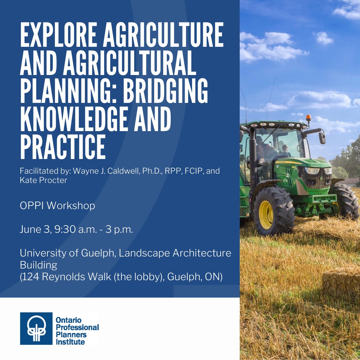 Join experts Wayne Caldwell and Kate Proctor for a workshop at the University of Guelph to learn about agriculture's vital economic contributions, its role in fostering vibrant rural communities, and the social dynamics of farming through a planning lens.

shorturl.at/8M8pH