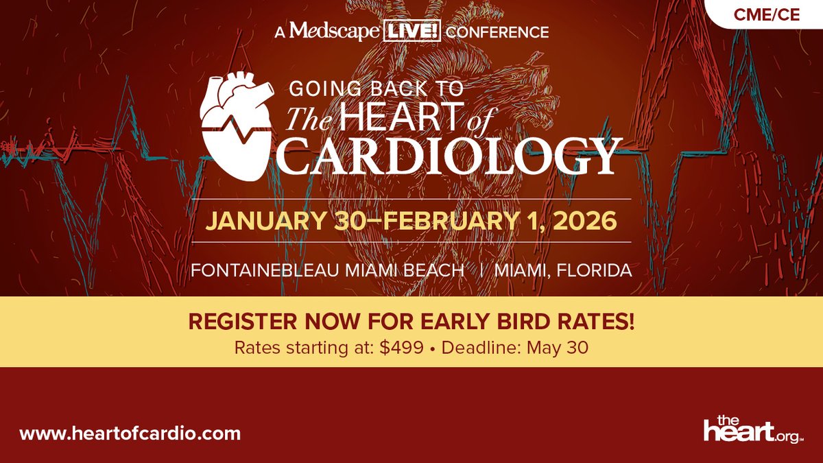 🫀 Ready to elevate your cardiology game? Join us in Miami for the 6th Annual #HeartofCardio! Register early and save your seat for cutting-edge insights + networking! 🏝️
🔗 ms.spr.ly/6015S5MNX