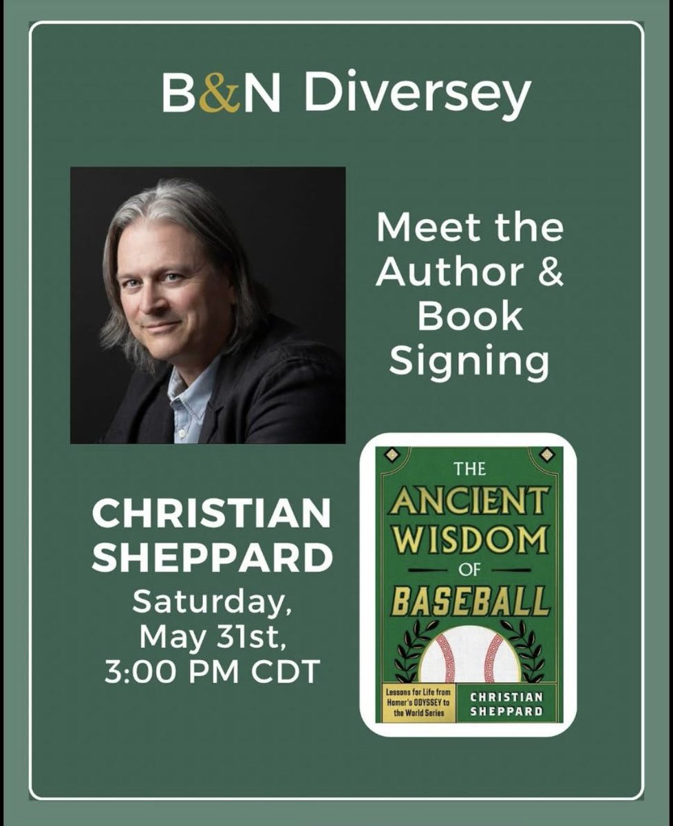 Looking forward to signing books at my local Barnes &amp; Noble on Diversey, just down the street from Wrigley Field, tomorrow 3-5PM. Tell everyone you know! Tell someone you don't know, anyone you happen to see walking down Clark Street after the Cubs game!