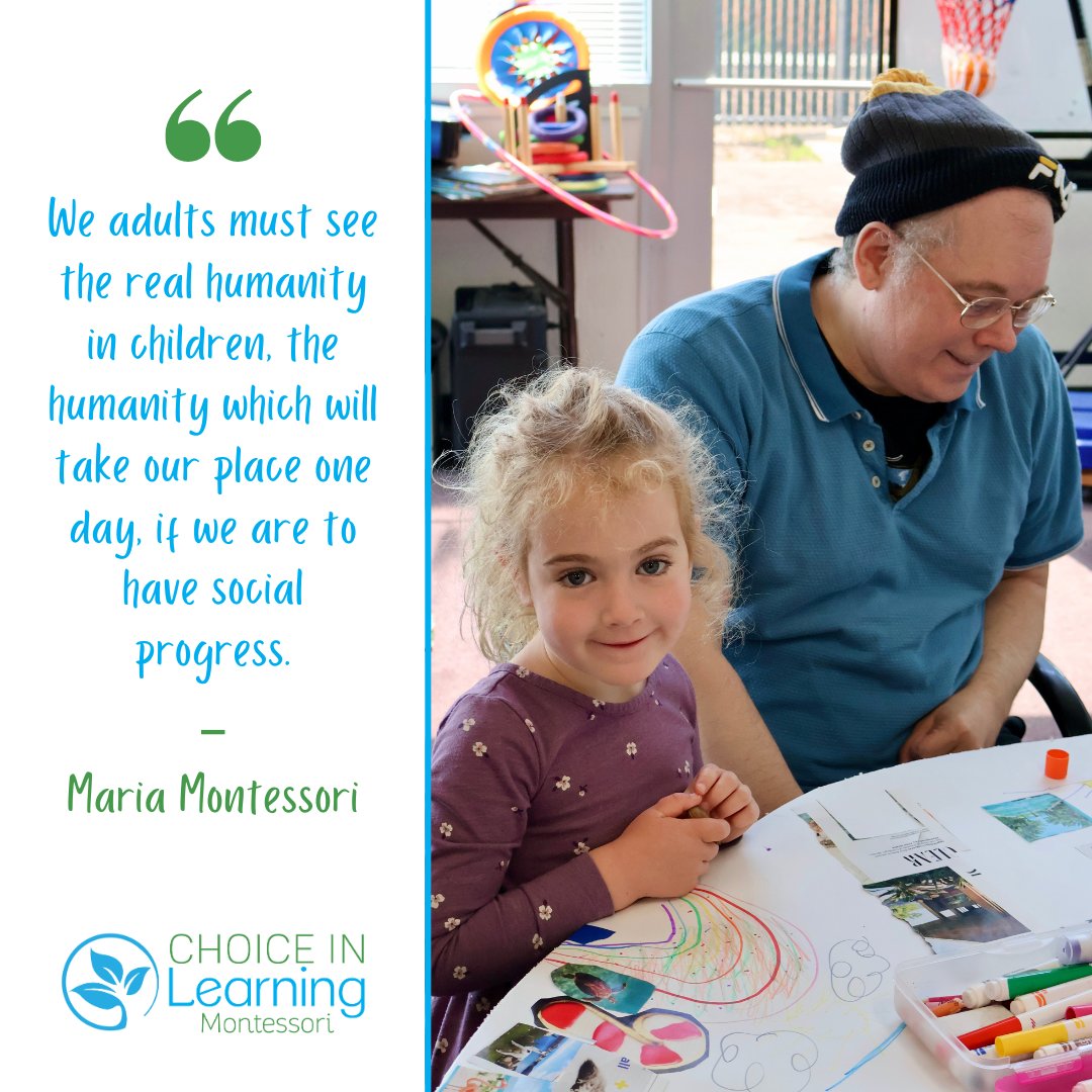 "We adults must see the real humanity in children, the humanity which will take our place one day, if we are to have social progress." – Maria Montessori

Happy #Intergenerational Day and International #ChildrensDay from all of us at Choice in Learning!

#Montessori #Preschool