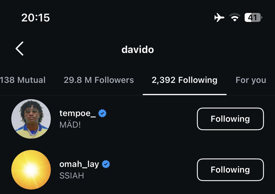 Davido follows omah lay after unfollowing him in 2022 🙂