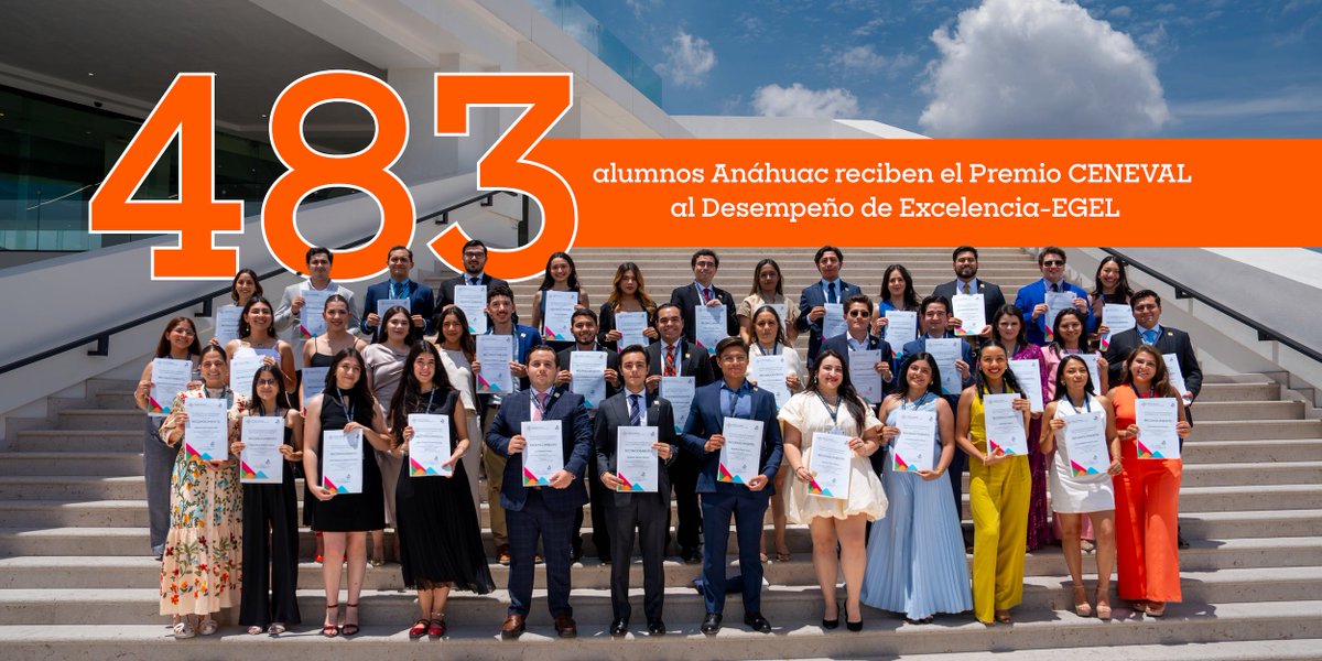 ¡Orgullo Anáhuac!
483 egresados de la Red Anáhuac recibieron el Premio CENEVAL al Desempeño de Excelencia-EGEL por sus resultados destacados.
¡Seguimos formando líderes con excelencia! 💪

🔗 hubs.la/Q03q0DJj0

#RedAnáhuac #UniversidadAnáhuac #EGEL #Ceneval