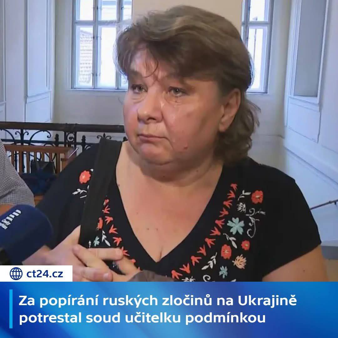 В четвъртък чешки съд осъди учителката Мартина Беднаржова на седем месеца условно лишаване от свобода с двадесет месеца изпитателен срок и ѝ забрани да преподава в продължение на три години за отричане на предполагаеми "руски военни престъпления" в Украйна.

Учителката ще трябва