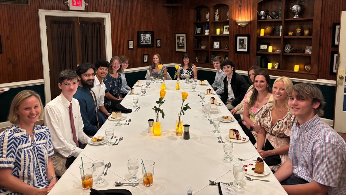 Students working in internships this Maymester gathered together for a dinner to discuss all they've been learning. Read more about our many Maymester programs around the world, bit.ly/4dD42Jc.  #NorfolkAcademy #Maymester