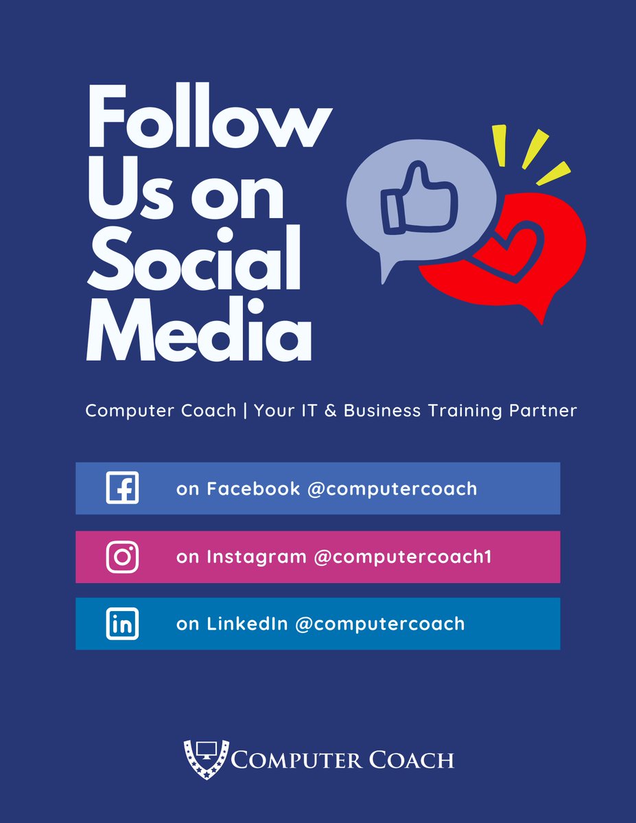 ComputerCoach's tweet image. We're streamlining our online presence to better serve & engage with our community. As of today, we're wrapping up updates on this platform. To stay connected, follow us on the platforms below. See you there!
#ComputerCoach #StayConnected #CareerGrowth #TechTraining #FollowUs