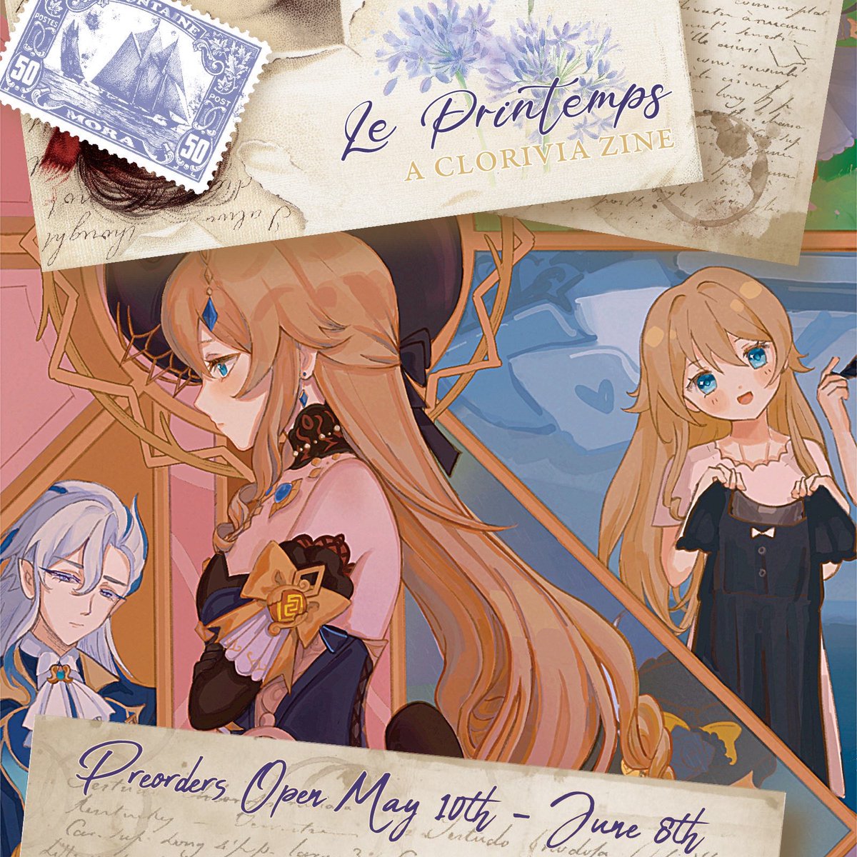 Preview of my spread for <a href="/cloriviazine/">Le Printemps: A Clorivia Zine 🌻</a> YAYY This was one of the most complicated pieces I’ve done so I’m excited to show it! 

Preorders are open ✨
🛒 cloriviazine.bigcartel.com