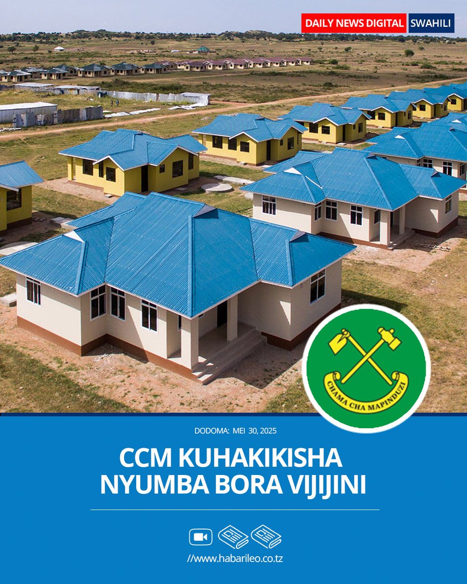 DODOMA — Chama Cha Mapinduzi (CCM) kimeahidi kuanzisha programu maalum ya ujenzi wa nyumba bora vijijini kama sehemu ya mkakati wa kuongeza kasi ya maendeleo katika maeneo ya vijijini. Lengo ni kuboresha makazi na kupunguza kasi ya vijana kuhamia mijini kwa kukuza fursa za ajira