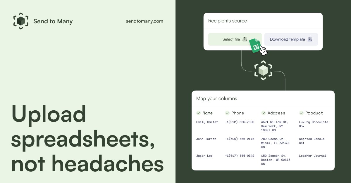 evnbttr_apps's tweet image. Are you looking for a way to import #bulkorders with zero stress? Look no further. 👀 sendtomany.com is the ultimate tool for creating bulk @Shopify orders from spreadsheets in under 10 minutes.
