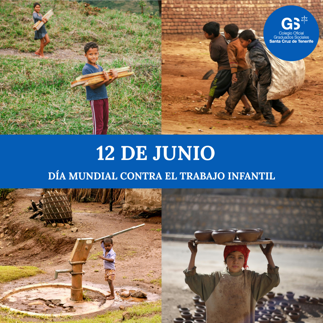 Hoy, 12 de junio, alzamos la voz contra el trabajo infantil.

Desde el Consejo General de Graduados Sociales de España, reafirmamos nuestro compromiso contra este lastre.

¡Porque la infancia es para aprender y jugar, no para trabajar!

#GraduadoSocial #TrabajoInfantil