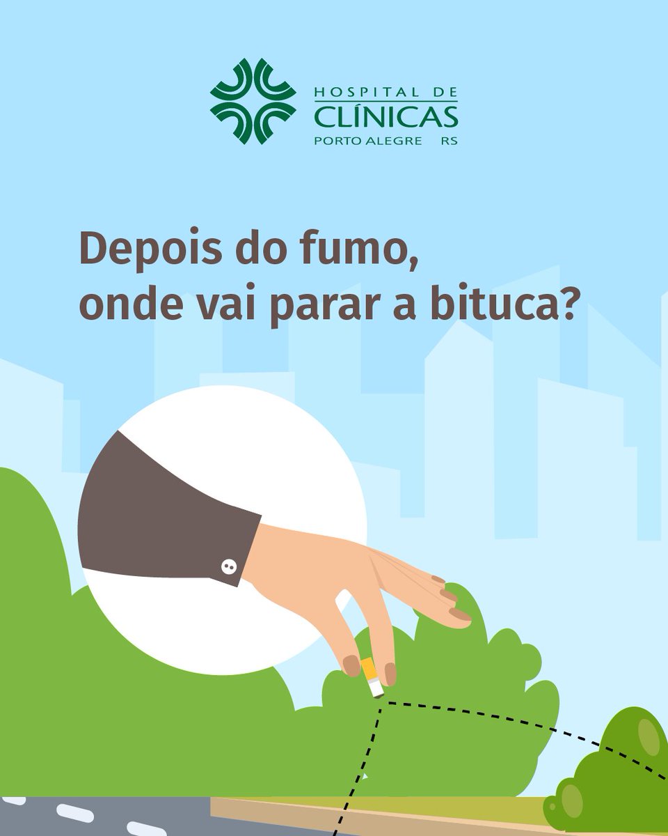 HCPA_'s tweet image. #DiaMundialSemTabaco
Você apaga a bituca, mas os efeitos continuam. Ela leva até 10 anos para se decompor. E o estrago no meio ambiente continua. Fumar não faz bem à saúde, causa doenças e prejudica quem está por perto.
Hoje é um bom dia para refletir. E, quem sabe, parar.