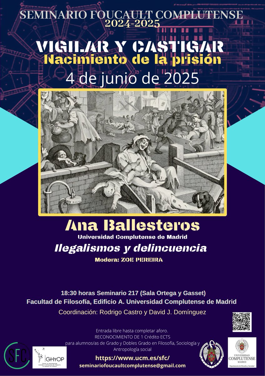 Seminario Foucault Complutense (@sfoucaultc) on Twitter photo El 4 de junio seguimos en la <a href="/FilosofiaUCM/">Facultad de Filosofía UCM</a> con nuestro seminario de lectura en torno a "Vigilar y Castigar", esta vez con una presentación de Ana Ballesteros.
Los que no tengan el placer de asistir, pueden seguir la sesión a través de nuestro canal: youtube.com/@sfcseminariof… El 4 de junio seguimos en la <a href="/FilosofiaUCM/">Facultad de Filosofía UCM</a> con nuestro seminario de lectura en torno a "Vigilar y Castigar", esta vez con una presentación de Ana Ballesteros.
Los que no tengan el placer de asistir, pueden seguir la sesión a través de nuestro canal: youtube.com/@sfcseminariof…