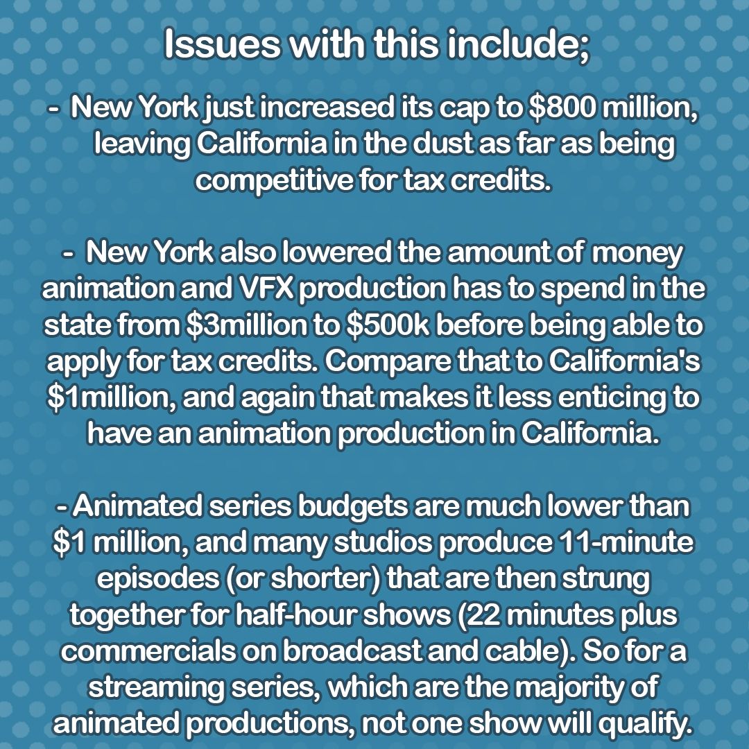AWorkersIgnited's tweet image. Important new updates to Bill AB1138! TLDR the state legislature wants to take away money from the proposal, while also making it cost more for animation productions to even qualify.
tinyurl.com/ogKCRletter
tinyurl.com/KCRnewtemp
linktr.ee/Click3Letters
#keepcaliforniarolling