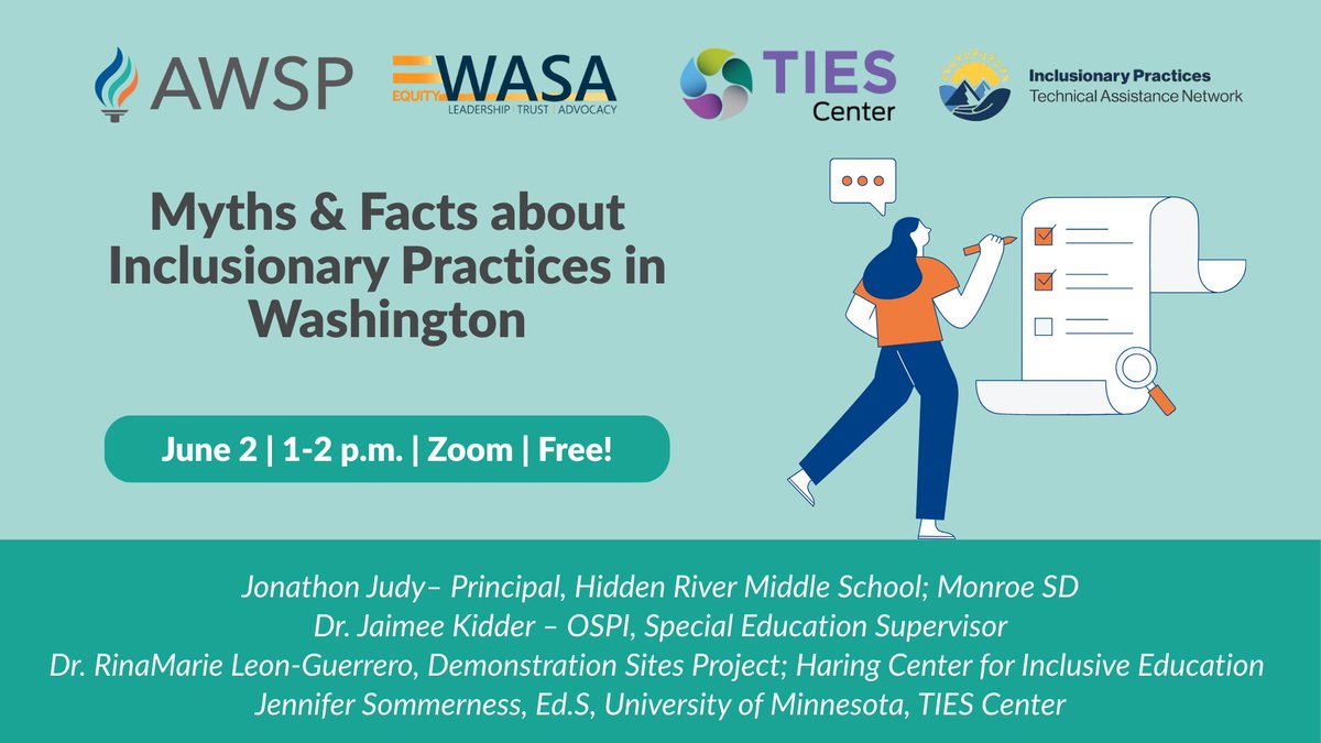 Join Us for a Powerful Learning Session! Myths &amp; Facts about Inclusionary Practices in Washington
Register: learn.awsp.org/webinars/83520#
🗓 June 2, 2025
🕐 1 – 2 p.m. PT
📍 Virtual Session – Zoom link provided upon registration