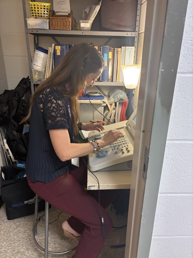 CHPCRUSADERS's tweet image. Better Hearing and Speech Month Spotlight at CHP! 
Our very own Chief, Kim Chevalier
took time today to prioritize her hearing health with a visit to our state-of-the-art sound booth, thanks to our incredible audiologist in JCPS, Dr. Casey Roof and Dr. Brandi Burbrink