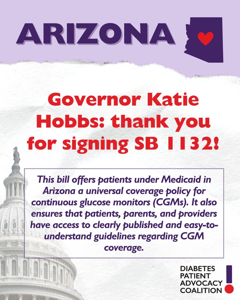 <a href="/GovernorHobbs/">Governor Katie Hobbs</a>, thank you for your continued support of individuals with diabetes, demonstrated by your signature of <a href="/KevinPayne4AZ/">Kevin Payne</a>'s Senate Bill 1132.