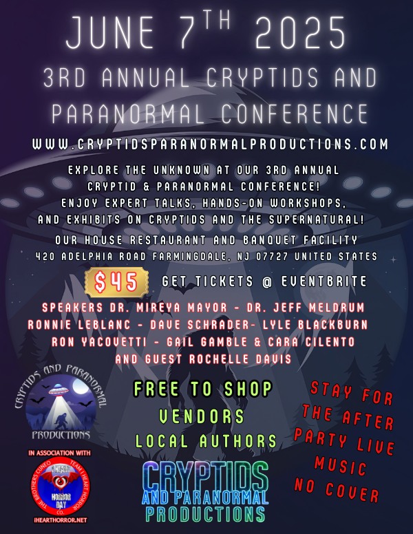 I'll be back out in the wild next Saturday at a very fun cryptid con. I'll have books and squatch merch. Great list of speakers.