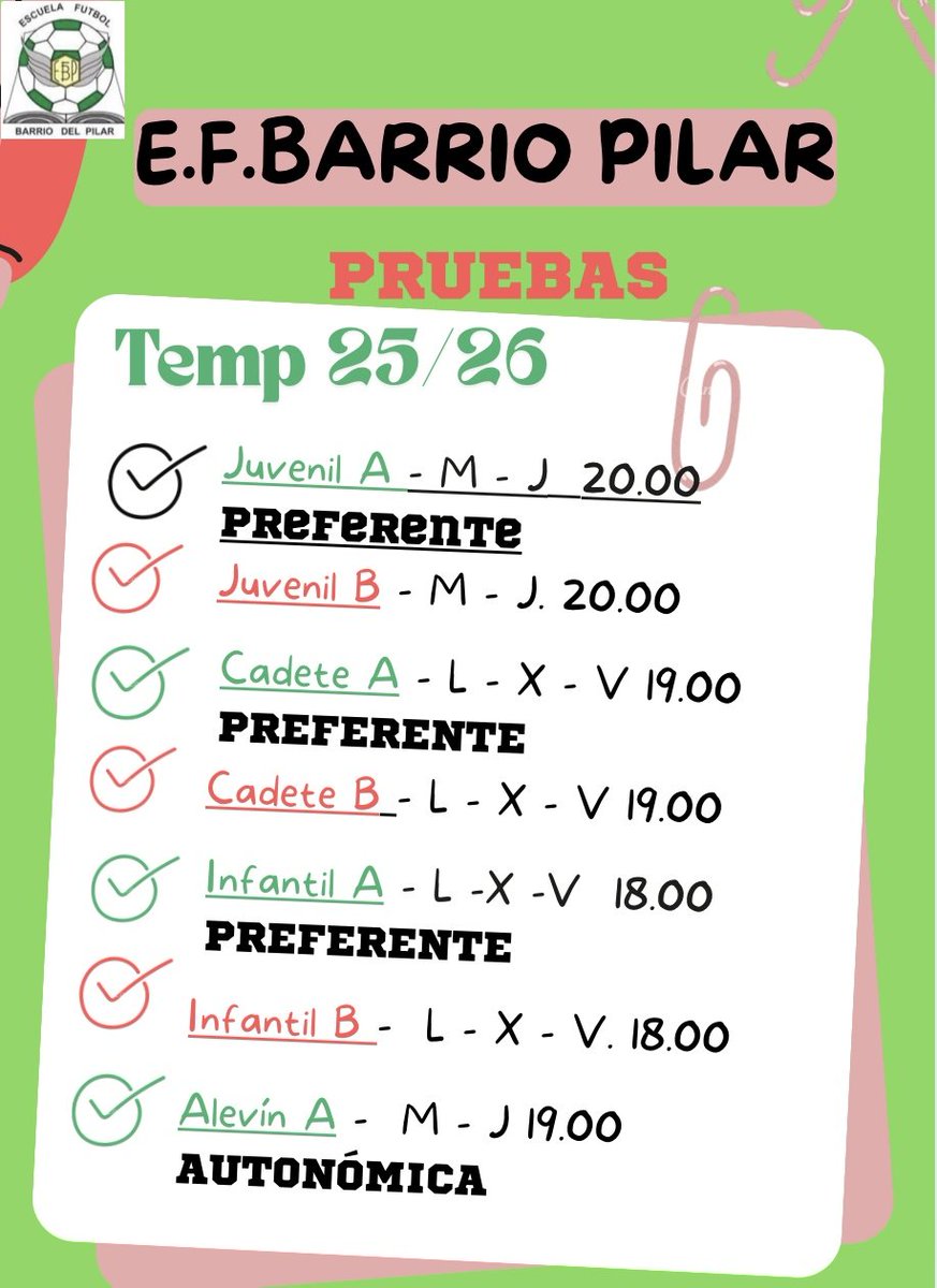 EFBarrioPilar's tweet photo. @EFBarrioPilar 
Estamos ante la última jornada 👉 
Y el lunes al lio para planificar la Temporada 25-26 !!!!
Mil gracias por todos los momentos que nos han dado los 💚 este Temporada 💪
#VamosEscuela hasta el final 💚 https://t.co/DxhwbVG2hr