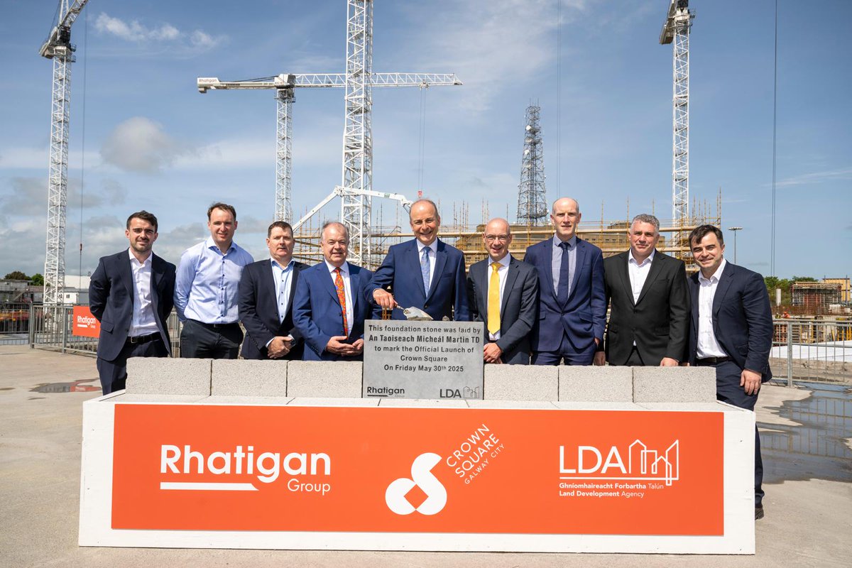 Delighted to lay the foundation stone for 345 cost rental homes in Crown Square, Galway, developed in partnership with the Land Development Agency.