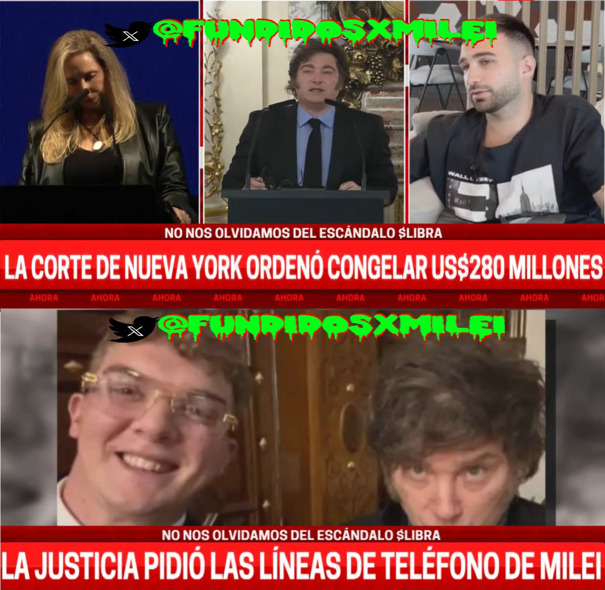 FUNDIDOS x MILEI (@fundidosxmilei) on Twitter photo ❤️🔥🚨 BOMBAZO CONTRA EL ESTAFADOR‼️
⚠️Caso $LIBRA:
La Corte Auprema de Nueva York ORDENÓ congelar 280MILLONES DE DÓLARES ‼️ nunca visto!
❤️🔥También pidió las líneas de teléfono del ESTAFADOR <a href="/JMilei/">Javier Milei</a>..
💀Estas al horno HDP..
Renuncien vos y tu pareja, negociemos la pena y se va ❤️🔥🚨 BOMBAZO CONTRA EL ESTAFADOR‼️
⚠️Caso $LIBRA:
La Corte Auprema de Nueva York ORDENÓ congelar 280MILLONES DE DÓLARES ‼️ nunca visto!
❤️🔥También pidió las líneas de teléfono del ESTAFADOR <a href="/JMilei/">Javier Milei</a>..
💀Estas al horno HDP..
Renuncien vos y tu pareja, negociemos la pena y se va
