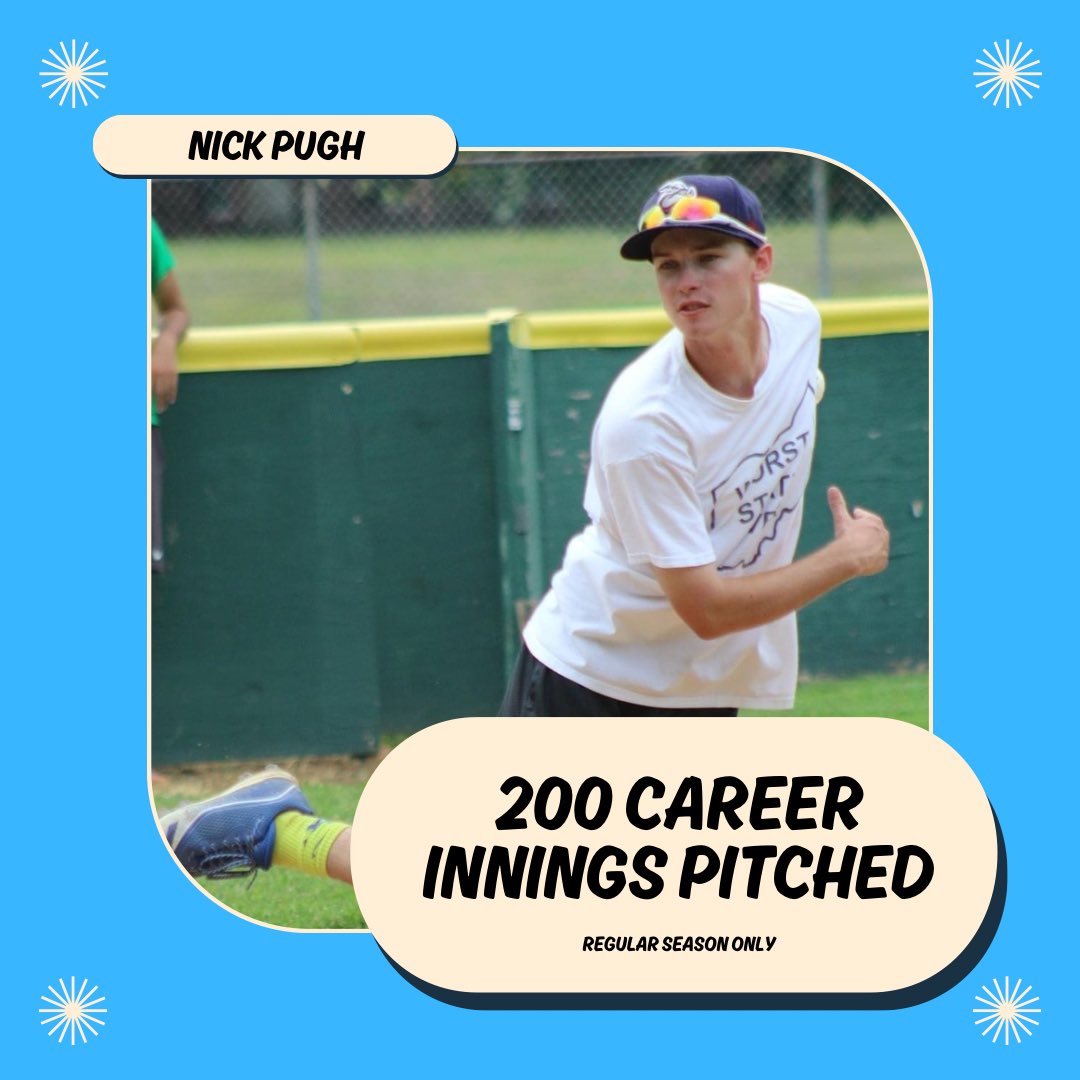 * Milestone Alert *

Congratulations to Co-Captain Nick Pugh on reaching 200 Career Innings Pitched this week against 1776! Pugh is the 15th player in BWBL History to reach this mark.