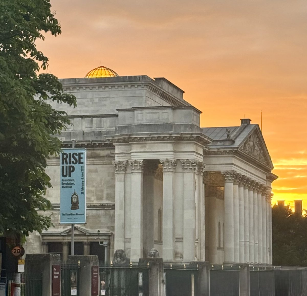 Clearly the <a href="/FitzMuseum_UK/">Fitzwilliam Museum</a> has knowledge to share with us… I love how the dome catches evening sunlight. #Cambridge