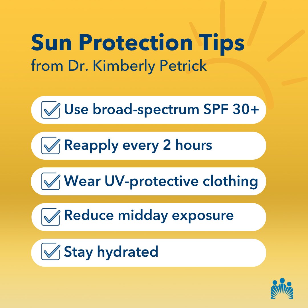 Kaiser Permanente Los Angeles County (@kplacounty) on Twitter photo As summer approaches, Dr. Kimberly Petrick from Kaiser Permanente Santa Monica shares sun safety tips:
✅ Use SPF 30+
✅ Reapply every 2 hours
✅ Wear UV-protective clothing
✅ Stay hydrated & avoid peak hours.
Watch via <a href="/ABC7/">ABC7 Eyewitness News</a>: k-p.li/43su3WI. #SunSafety #KPWestLA As summer approaches, Dr. Kimberly Petrick from Kaiser Permanente Santa Monica shares sun safety tips:
✅ Use SPF 30+
✅ Reapply every 2 hours
✅ Wear UV-protective clothing
✅ Stay hydrated & avoid peak hours.
Watch via <a href="/ABC7/">ABC7 Eyewitness News</a>: k-p.li/43su3WI. #SunSafety #KPWestLA