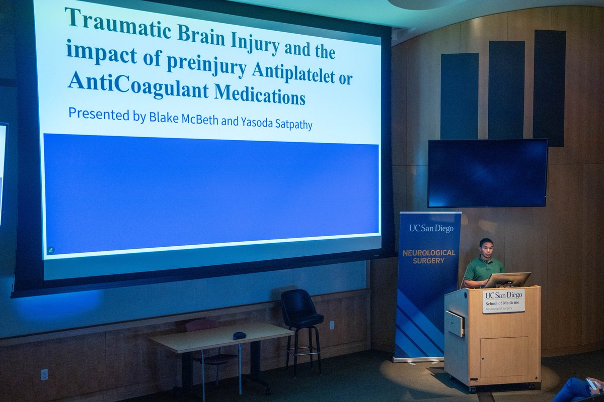 UC San Diego Neurological Surgery (@ucsdneurosurg) on Twitter photo Blake McBeth (<a href="/UCSDMedSchool/">UC San Diego School of Medicine</a>, MS1) presents his research titled âSystematic Review and Meta-Analysis of Mortality and Intracranial Hemorrhage in TBI Patients on Antithromboticsâ at #UCSDNeuroSurg Research Day. Blake McBeth (<a href="/UCSDMedSchool/">UC San Diego School of Medicine</a>, MS1) presents his research titled âSystematic Review and Meta-Analysis of Mortality and Intracranial Hemorrhage in TBI Patients on Antithromboticsâ at #UCSDNeuroSurg Research Day.