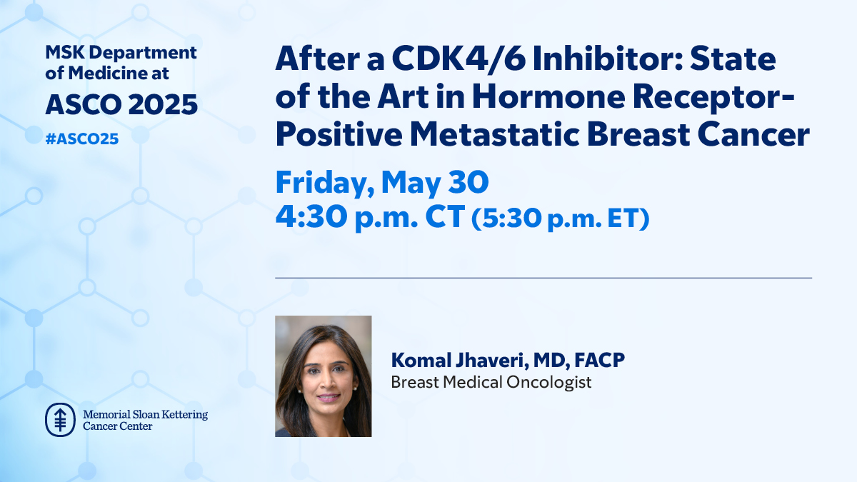 MSK Department of Medicine (@msk_deptofmed) on Twitter photo Coming up at #ASCO25, <a href="/jhaveri_komal/">Komal Jhaveri</a> is chairing a session on current treatment strategies for hormone receptor-positive metastatic #breastcancer. <a href="/MSKCancerCenter/">Memorial Sloan Kettering Cancer Center</a> <a href="/ASCO/">ASCO</a>
Learn more: bit.ly/43TFI2c Coming up at #ASCO25, <a href="/jhaveri_komal/">Komal Jhaveri</a> is chairing a session on current treatment strategies for hormone receptor-positive metastatic #breastcancer. <a href="/MSKCancerCenter/">Memorial Sloan Kettering Cancer Center</a> <a href="/ASCO/">ASCO</a>
Learn more: bit.ly/43TFI2c