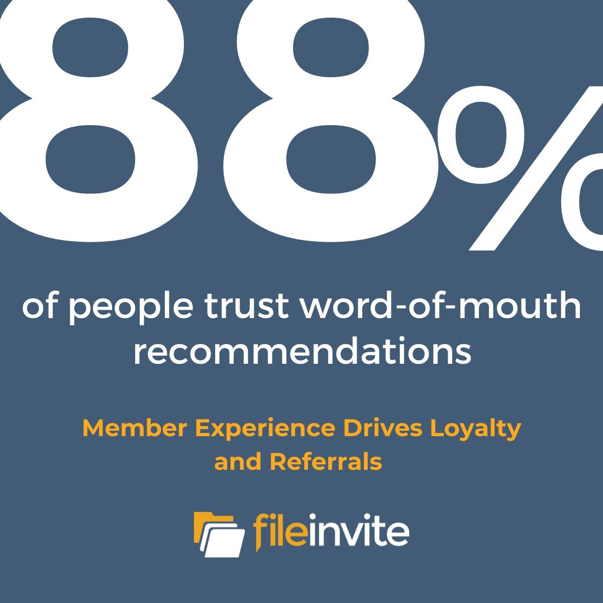 88% of people trust referrals over ads; referral customers have 20% higher retention.

FileInvite automates admin tasks, freeing time to deliver excellent experiences &amp; drive growth. 

What's your experience strategy?

#MemberExperience #GrowthStrategy #CreditUnions