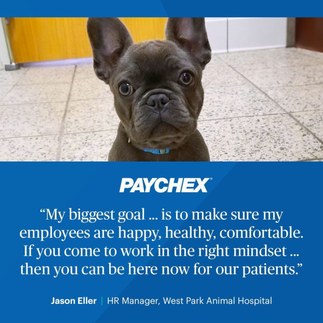 CarlMayes3's tweet photo. Discover how West Park Animal Hospital is creating a paw-some environment for its furry clients! Tune in to hear from HR manager Jason Eller about the tremendous role of Paychex HR in fostering career growth and wellness programs. 🐾 #CompanyCulture #HR https://t.co/TA2EaGzpII https://t.co/FT4Cn5uklQ