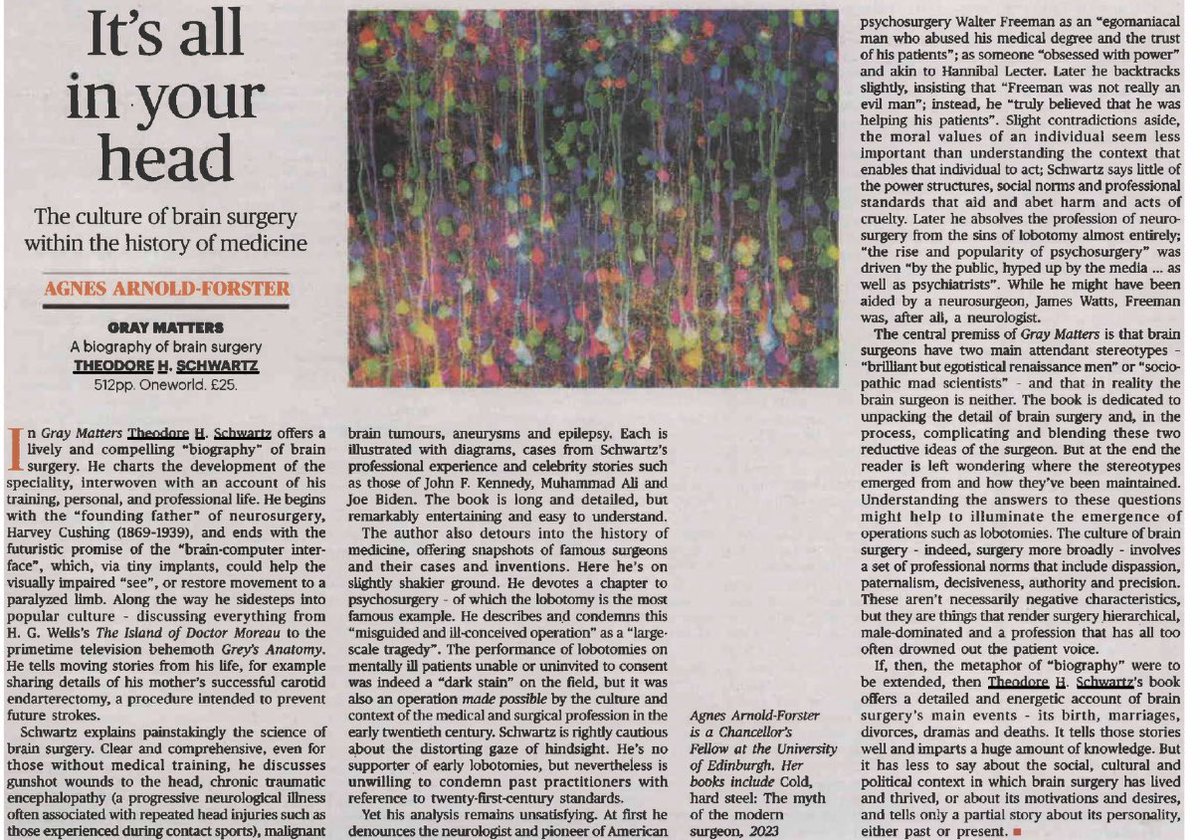 Thanks to the Times Literary Supplement for this insightful review of Gray Matters the-tls.com/science-techno…