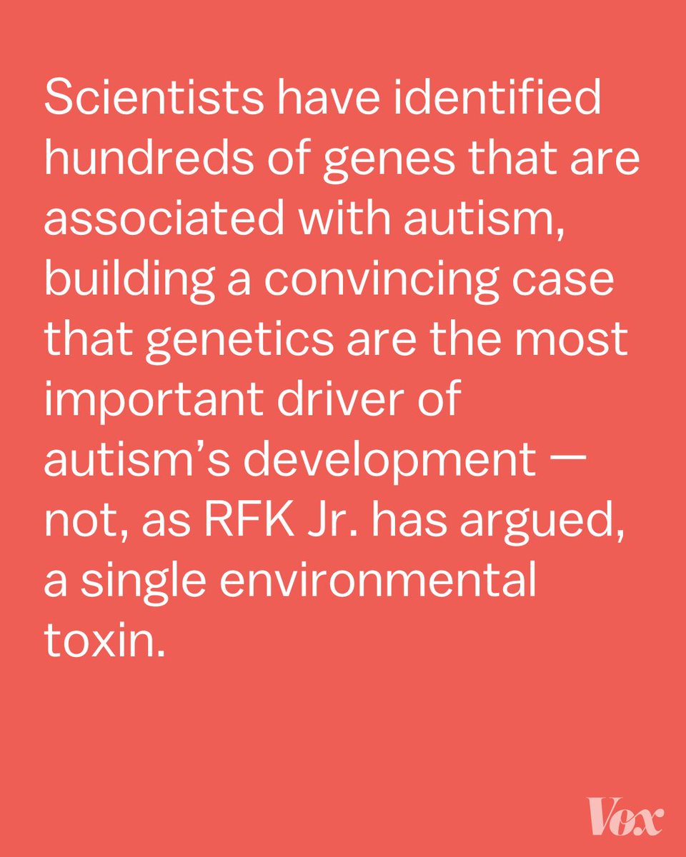 voxdotcom's tweet photo. Robert F. Kennedy Jr. has declared autism an “epidemic.” And, in April, he launched a massive federal effort to find the culprit for the rise in autism rates. But according to many autism scientists, Kennedy is looking in exactly the wrong place. https://t.co/RqtEnMnmbJ https://t.co/gCQw10DHZr