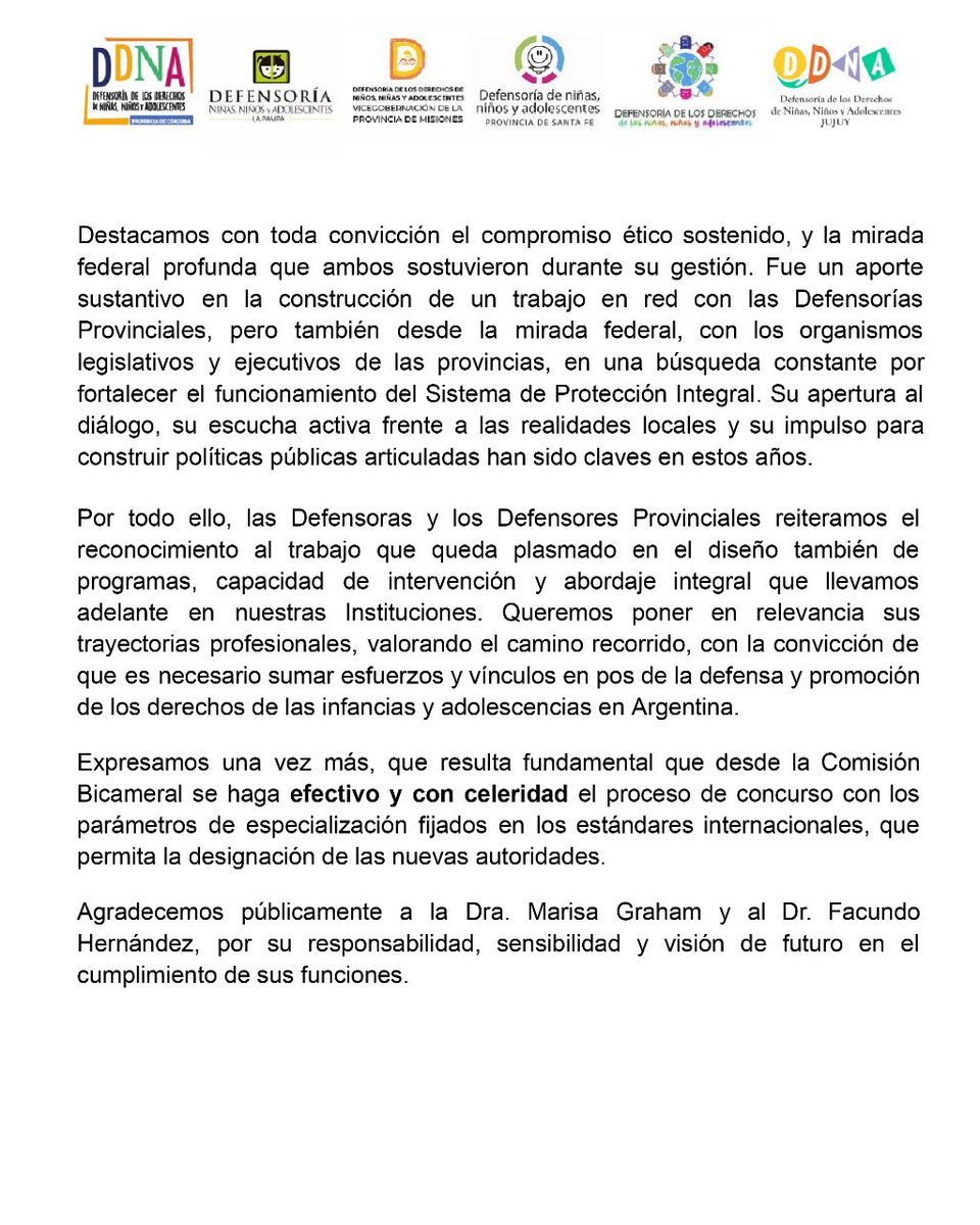 DefensoriaCba's tweet photo. 📣 𝐏𝐫𝐨𝐧𝐮𝐧𝐜𝐢𝐚𝐦𝐢𝐞𝐧𝐭𝐨 𝐜𝐨𝐧𝐣𝐮𝐧𝐭𝐨 𝐝𝐞 𝐃𝐞𝐟𝐞𝐧𝐬𝐨𝐫𝐚𝐬 𝐲 𝐃𝐞𝐟𝐞𝐧𝐬𝐨𝐫𝐞𝐬 𝐏𝐫𝐨𝐯𝐢𝐧𝐜𝐢𝐚𝐥𝐞𝐬 𝐝𝐞 𝐍𝐍𝐲𝐀 https://t.co/ivnrIvlAw9