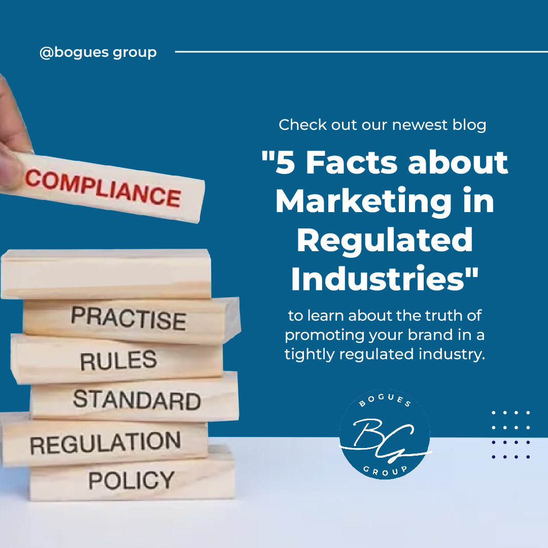 🧐Marketing can be tough when navigating in a tightly regulated industry. Our latest post ✏️📄, "5 Facts about Marketing in Regulated Industries," reveals these challenges of promoting your brand when compliance is key.
👉 Read now: boguesgroup.com/5-facts-about-…

#RegulatedIndustry