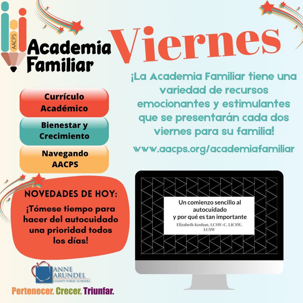 It's Family Academy Friday! Check out the Family Academy Newsletter at aacps.edurooms.com/engage/family-…. Visit the Family Academy anytime at aacps.org/familyacademy!  #AACPSFamily #BelongGrowSucceed