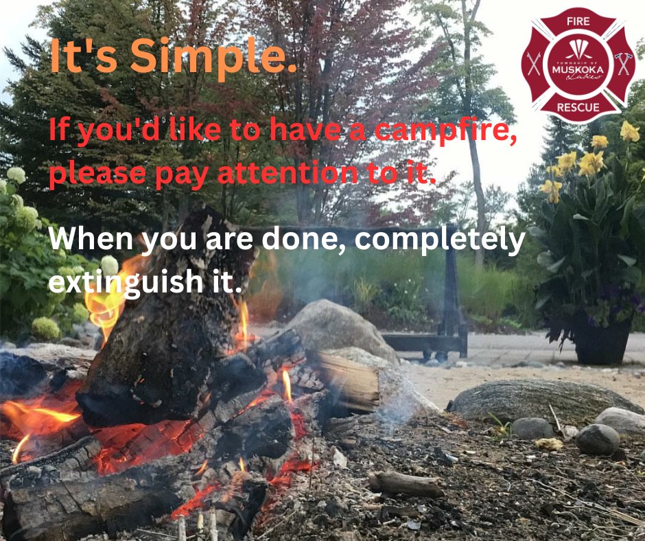 Muskoka Lakes Fire Department (@muskokalakesfd) on Twitter photo If you want to have a campfire after 7 pm, when Muskoka Lakes is not under a Fire Ban, you can. However, you must pay attention to it from the time of ignition until it is completely extinguished. Check out Muskoka Lakes Burning Bylaw for more information: muskokalakes.civicweb.net/filepro/docume⦠If you want to have a campfire after 7 pm, when Muskoka Lakes is not under a Fire Ban, you can. However, you must pay attention to it from the time of ignition until it is completely extinguished. Check out Muskoka Lakes Burning Bylaw for more information: muskokalakes.civicweb.net/filepro/documeā¦