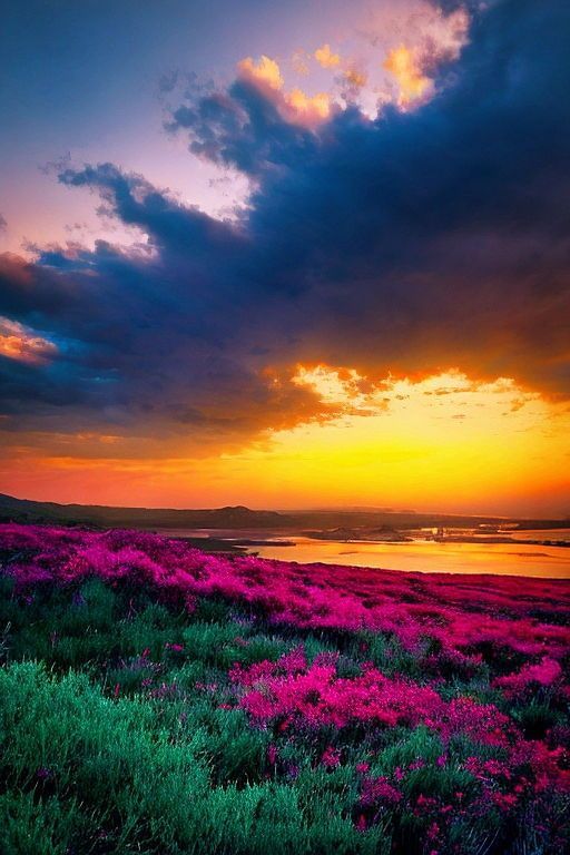 aearthic's tweet image. Amidst a vast array of blossoms, tranquility embraced me by the water's edge 🌸💧✨ Each dawn unveils fresh optimism and splendor. Let's treasure these fleeting moments! 🌅💖 #NatureEnthusiast #FlowerMeadow #LakesideMagic #MorningCalm