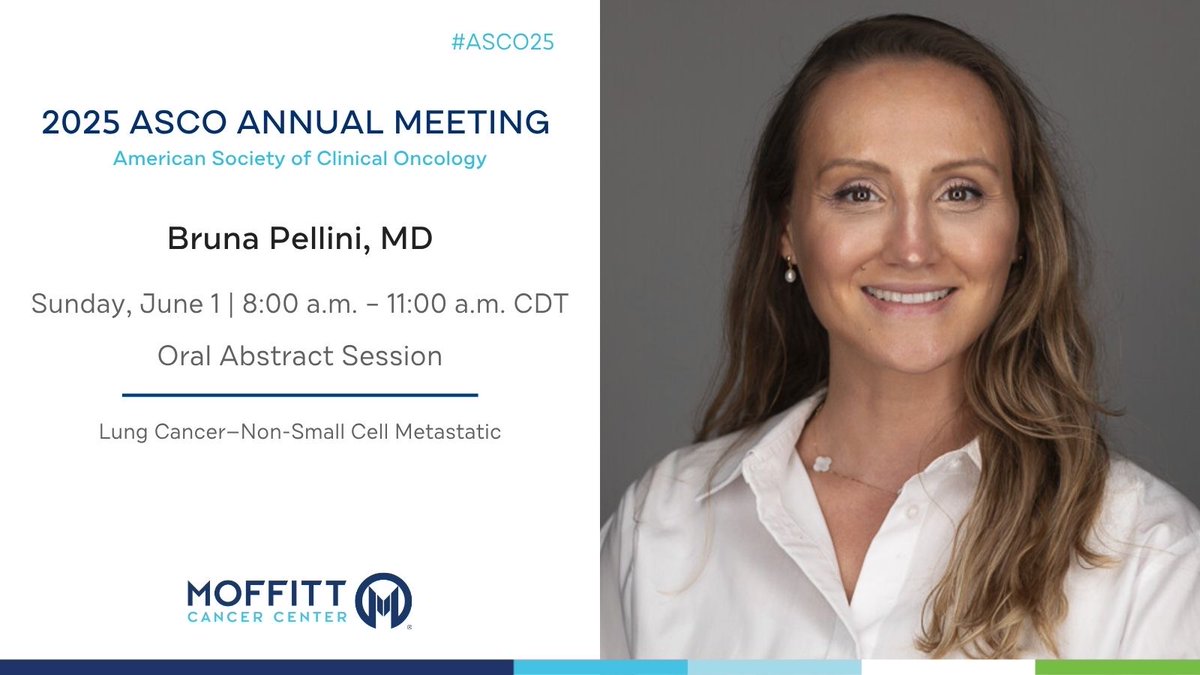 Moffitt Cancer Center (@moffittnews) on Twitter photo During #ASCO25, Bruna Pellini, MD (<a href="/BrunaPellini/">Bruna Pellini, MD</a>) leads the session on non-small cell metastatic lung cancer. Tune in for a high-impact discussion on emerging research, clinical relevance and what's next for metastatic NSCLC care.
Learn more: meetings.asco.org/2025-asco-annu… During #ASCO25, Bruna Pellini, MD (<a href="/BrunaPellini/">Bruna Pellini, MD</a>) leads the session on non-small cell metastatic lung cancer. Tune in for a high-impact discussion on emerging research, clinical relevance and what's next for metastatic NSCLC care.
Learn more: meetings.asco.org/2025-asco-annu…