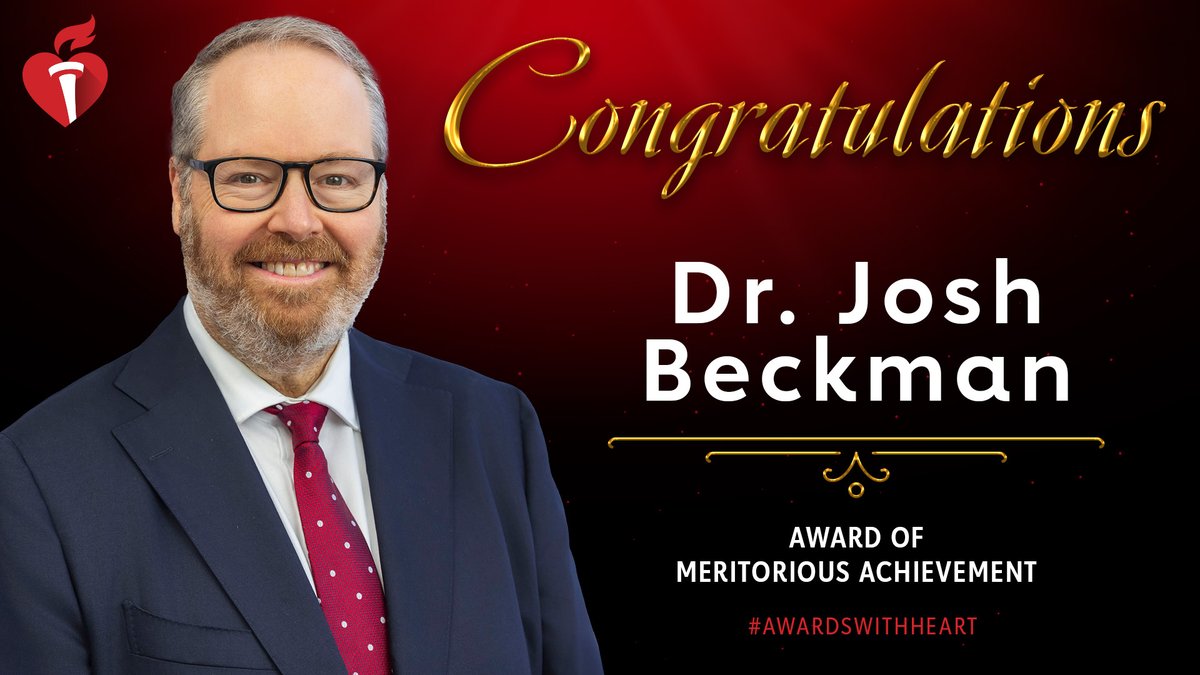 nancyatheart (@nancyatheart) on Twitter photo Congratulations to <a href="/JoshuaBeckmanMD/">Josh Beckman</a>, whose visionary leadership as chair of the AHA/ACC Joint Committee on Clinical Practice Guidelines makes him more than deserving to be honored with an Award of Meritorious Achievement. The improvements Dr. Beckman spearheaded in the guidelines Congratulations to <a href="/JoshuaBeckmanMD/">Josh Beckman</a>, whose visionary leadership as chair of the AHA/ACC Joint Committee on Clinical Practice Guidelines makes him more than deserving to be honored with an Award of Meritorious Achievement. The improvements Dr. Beckman spearheaded in the guidelines