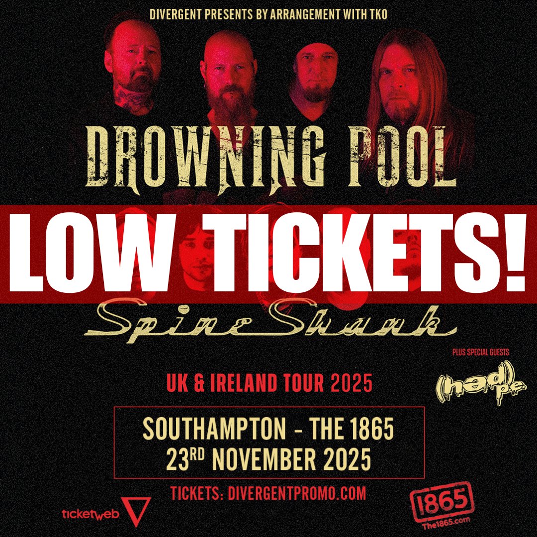 🔥 ONLY 25 TICKETS LEFT! 🔥

Don't miss Drowning Pool, Spineshank, and (Hed) at The 1865 on 23rd Nov 2025! Feel the power of live metal music—grab your tickets now ➡️ the1865.com!

📍 Southampton | The 1865

Join the metal celebration! #MetalLive #ConcertVibes P.E.